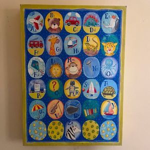 Alphabet kids room decor wrapped canvas print